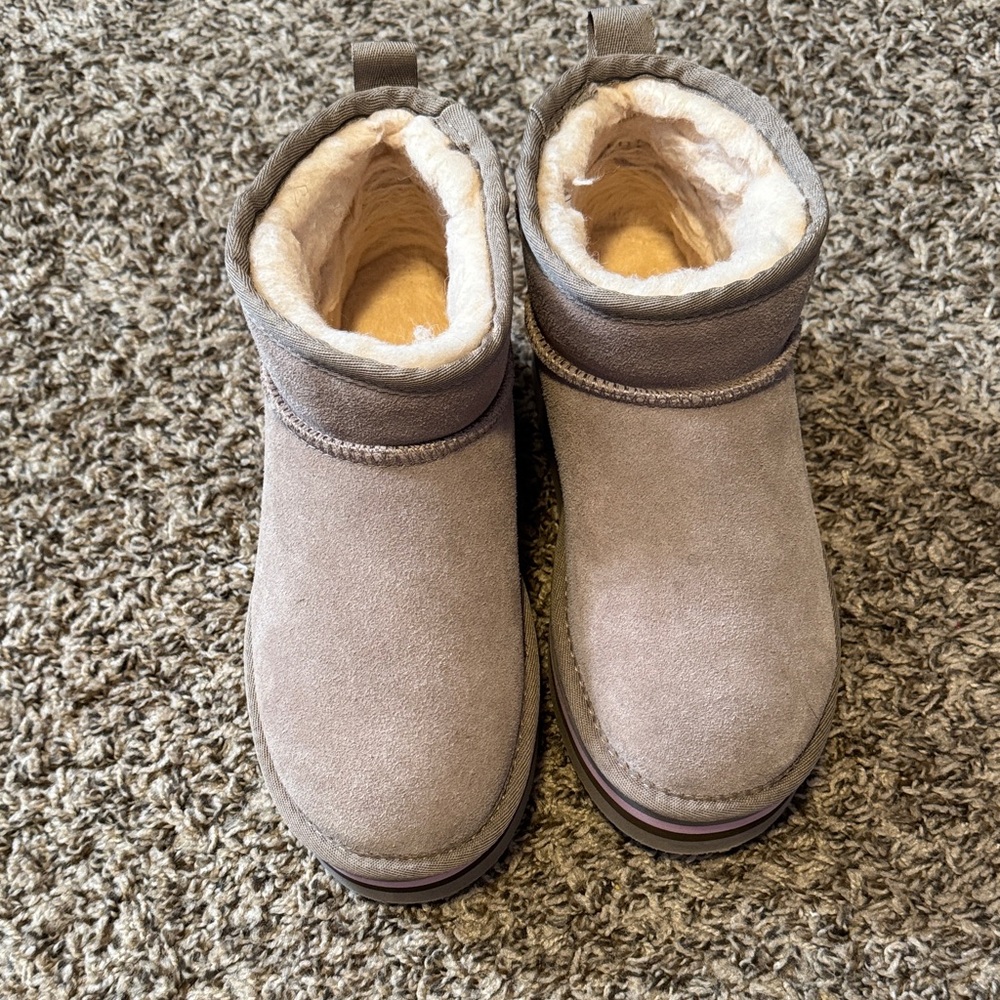 Cozy Tan Suede Ankle Boots never worn